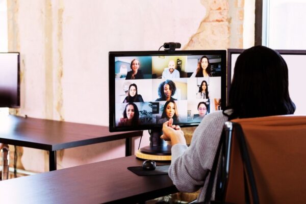 woman having a virtual meeting