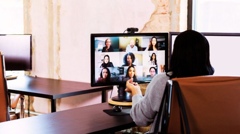 woman having a virtual meeting